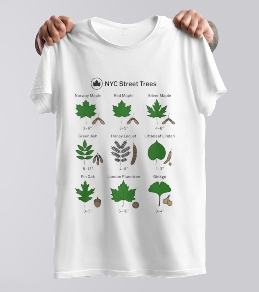 NYC Street Trees Norway Maple Red Maple Silver Maple Green Ash Honey Locust Littleleaf Linden Pin Oak London Planetree Ginkgo Onlyny T-Shirt
