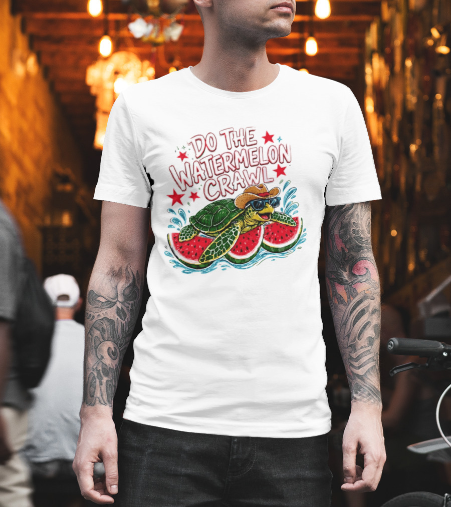 Do The Watermelon Crawl Turtle Cowboy Sunglasses Summer Fun T-Shirt