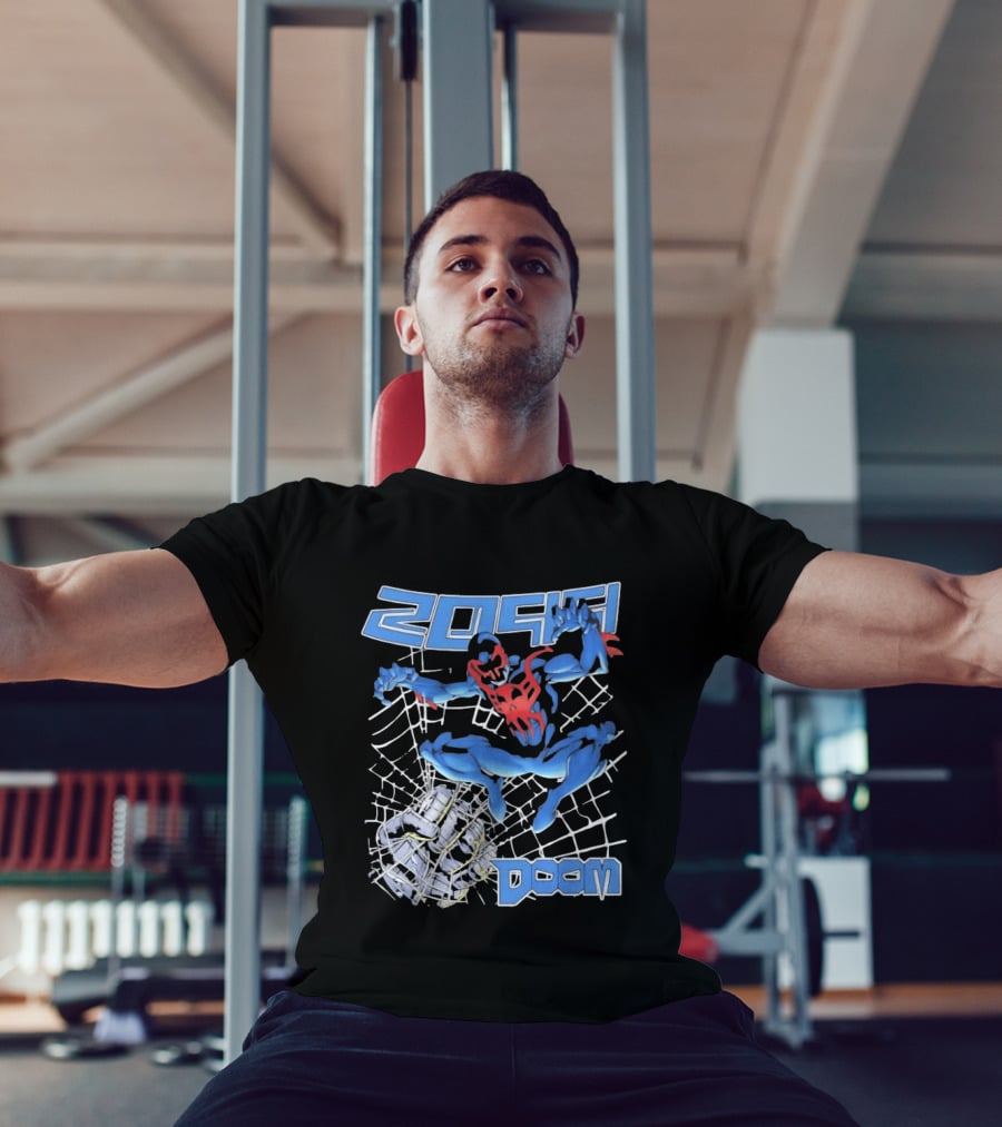 2099 Spider Man Doom Web Punching Action T-Shirt