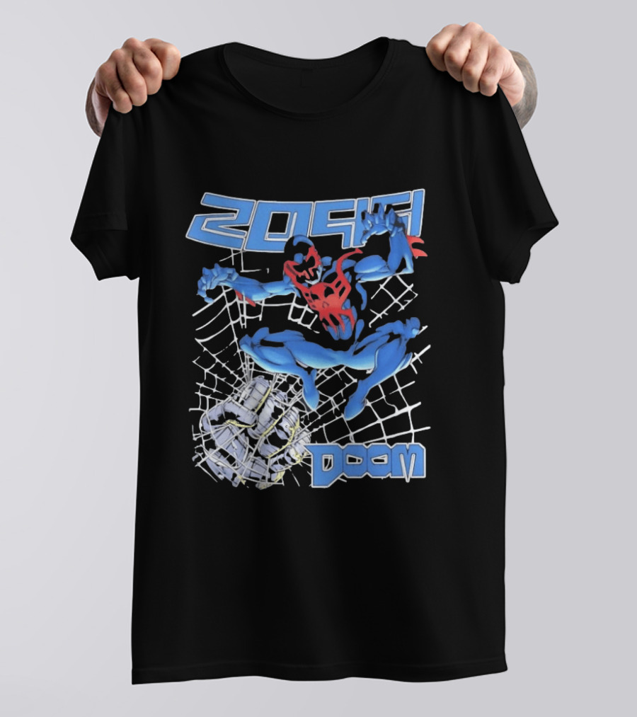 2099 Spider Man Doom Web Punching Action T-Shirt