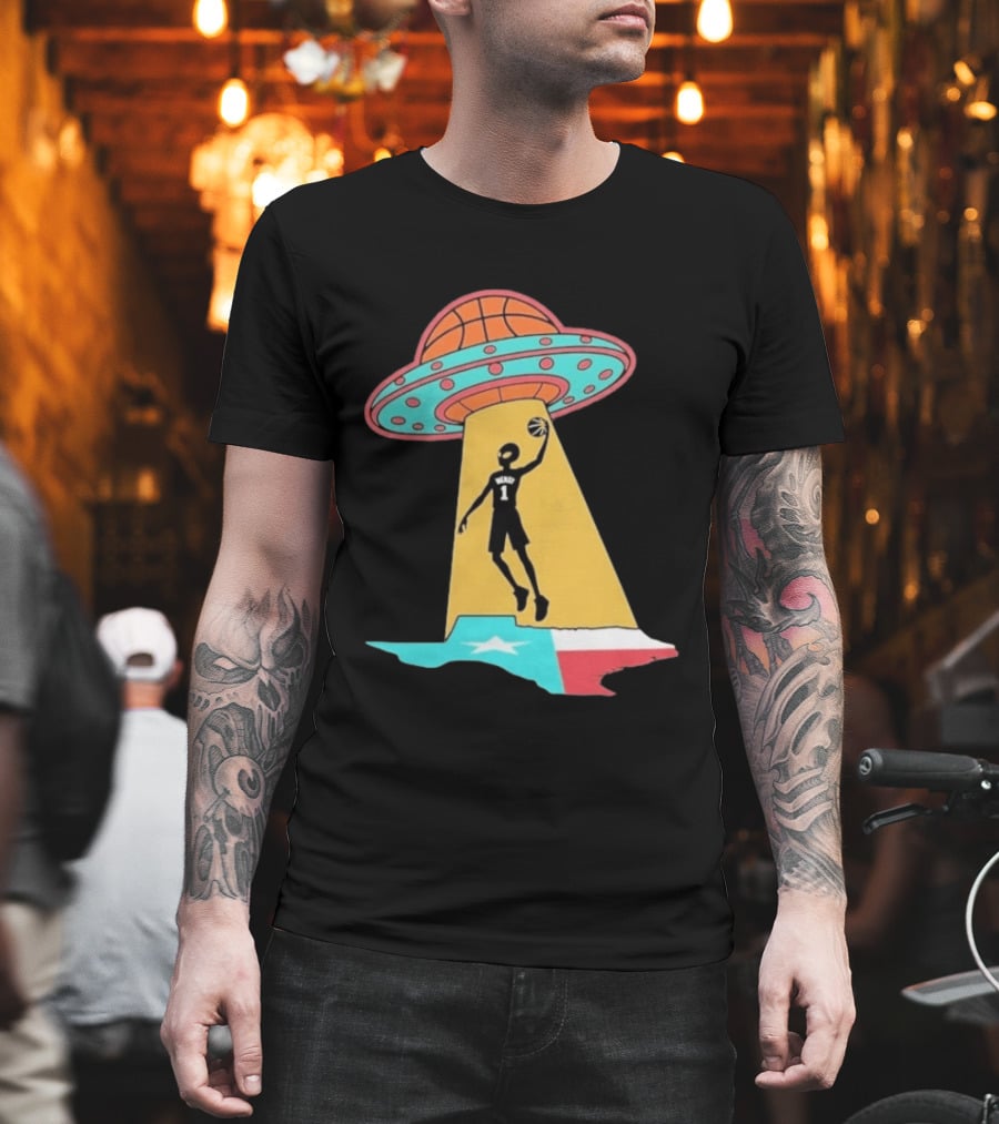 San Antonio Wemby The Alien Spurs Star UFO Basketball Texas T-Shirt