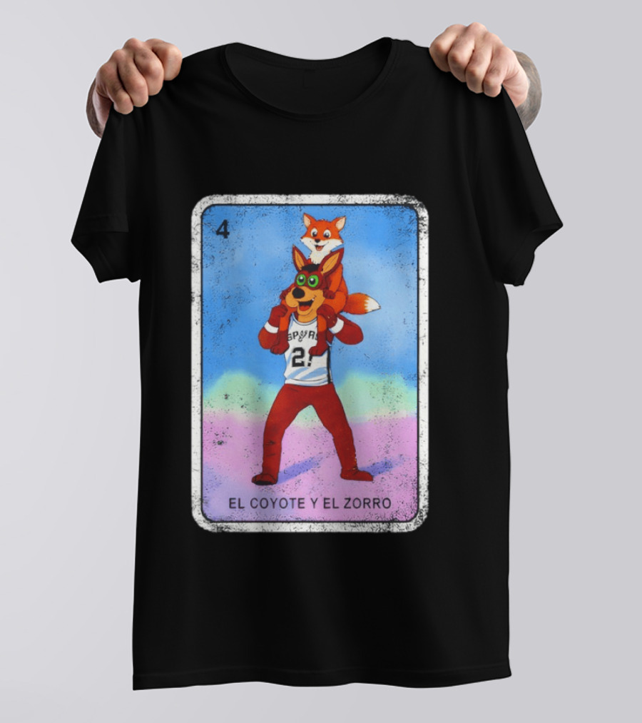 San Antonio Spurs Coyote El Zorro Lotería Card Number 4 T-Shirt