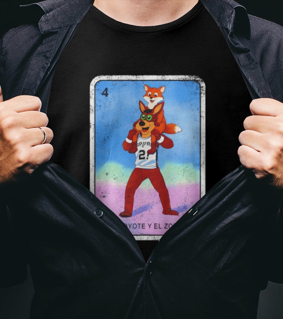San Antonio Spurs Coyote El Zorro Lotería Card Number 4 T-Shirt