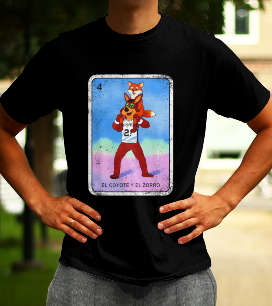 San Antonio Spurs Coyote El Zorro Lotería Card Number 4 T-Shirt