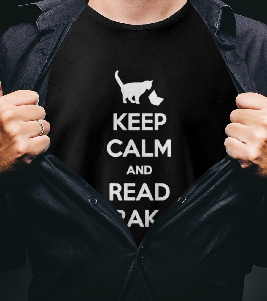 Keep Calm And Read Murakami Cat With Book T-Shirt