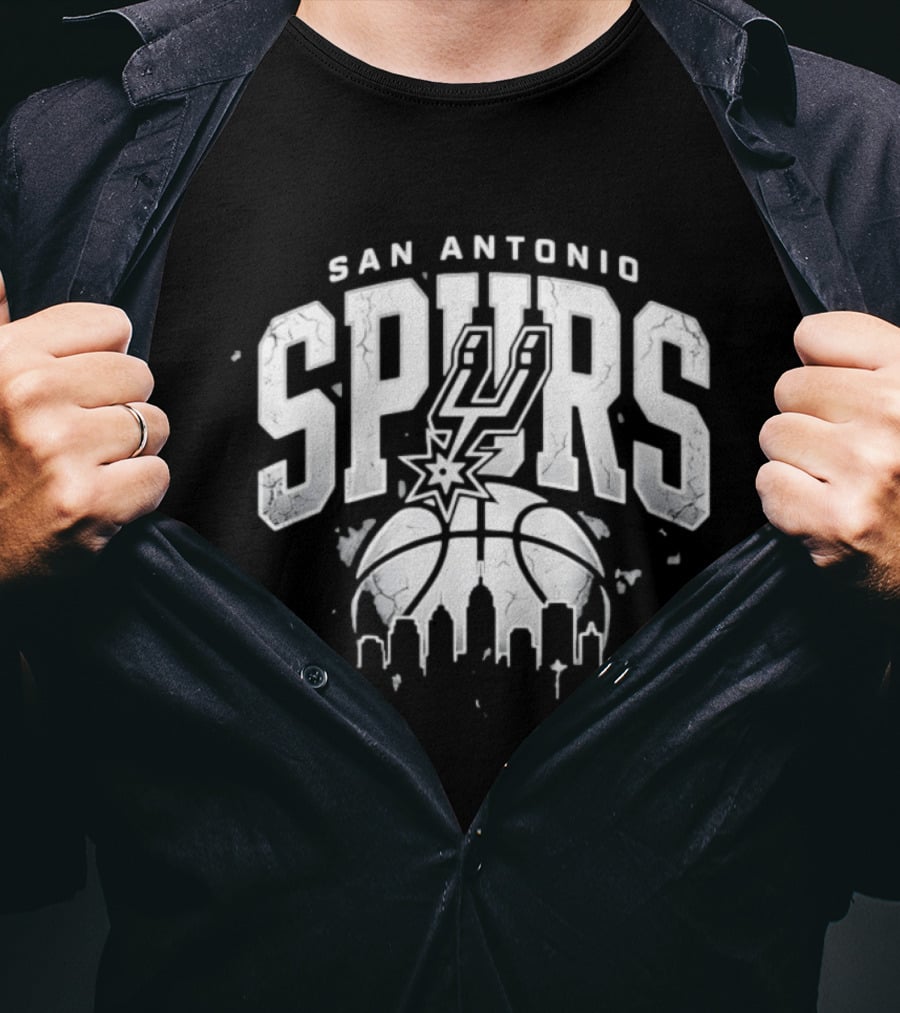 San Antonio Spurs NBA Streetwear Basketball Skyline T-Shirt