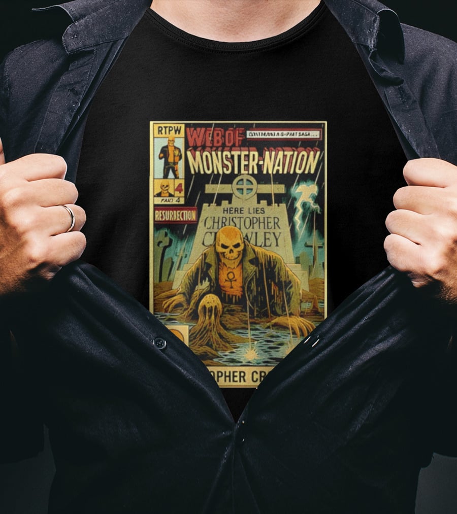 Resurrection Web Of Monster Nation Christopher Crowley Comic Part 4 Skeleton Tombstone T-Shirt