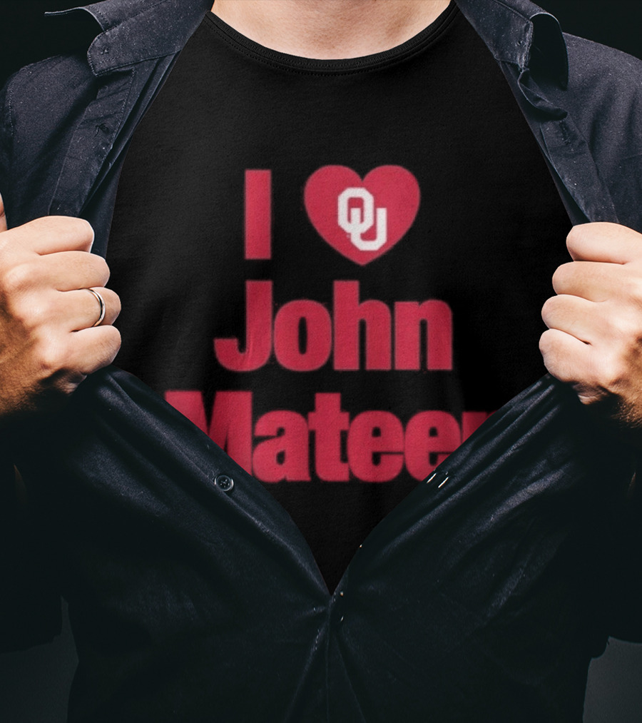 Oklahoma Football I Heart OU John Mateer T-Shirt