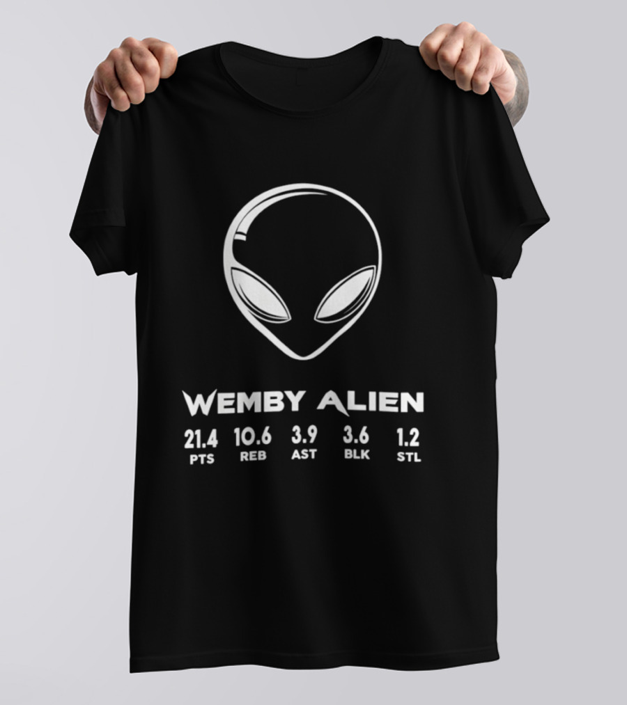 Wemby Alien 21.4 PTS 10.6 REB 3.9 AST 3.6 BLK 1.2 STL San Antonio Spurs T-Shirt
