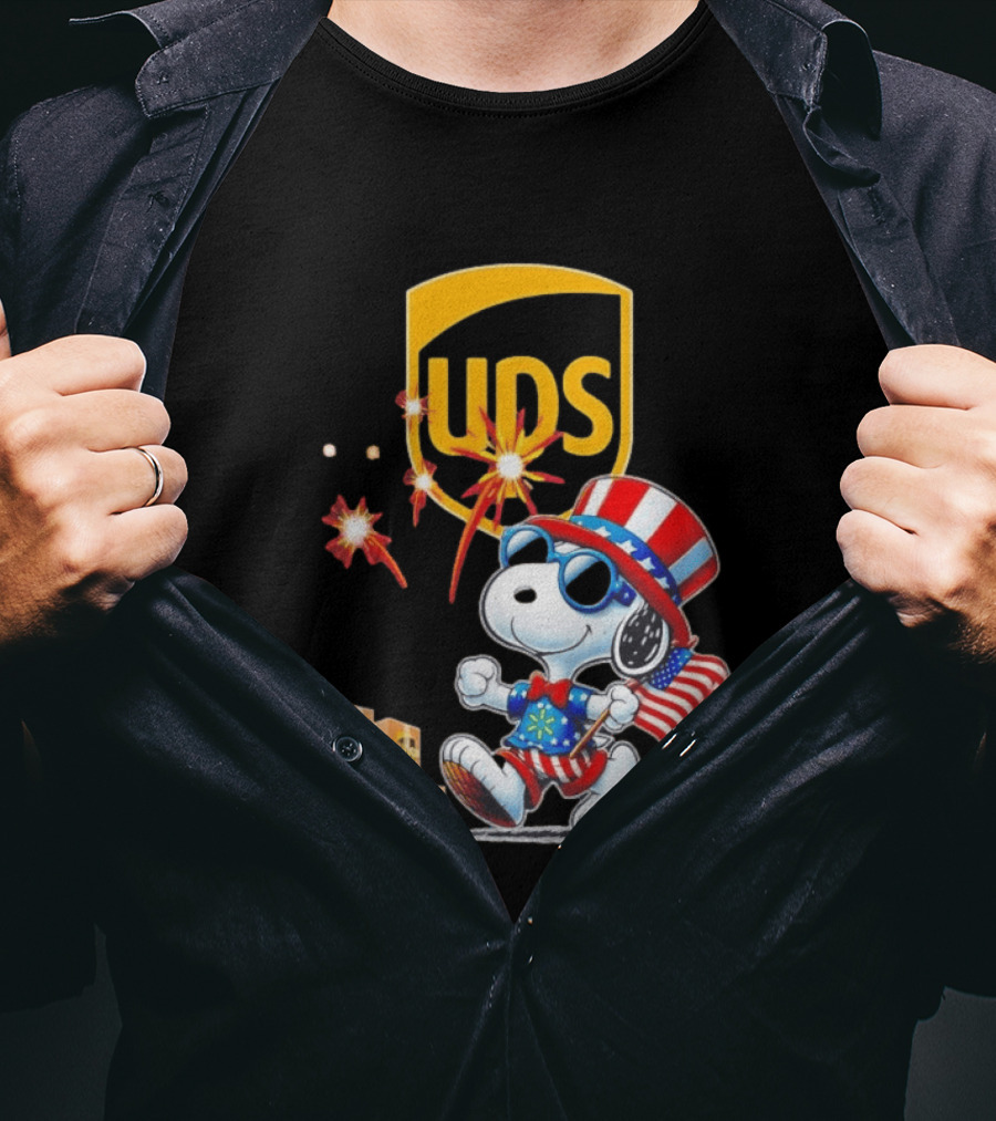 Patriotic Snoopy Independence Day UPS Packages American Flag Celebration T-Shirt