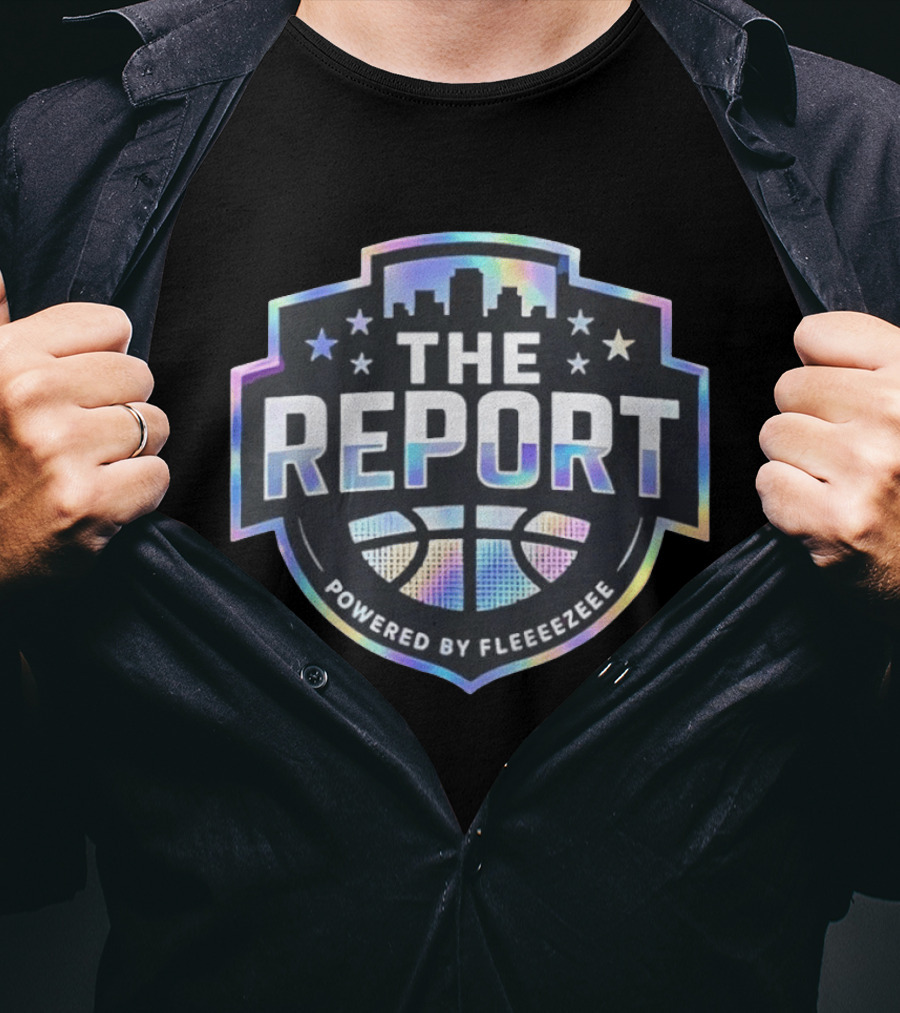 THE REPORT Powered By Fleeeeezeee Basketball Urban Stars Holographic Cityscape T-Shirt