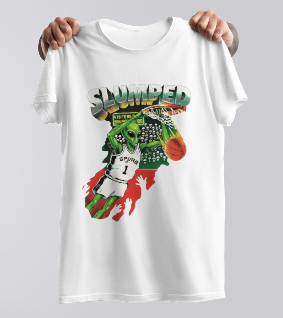 Slumped Alien Basketball Dunk Spurs Number 1 Visitors San Antonio 100 T-Shirt