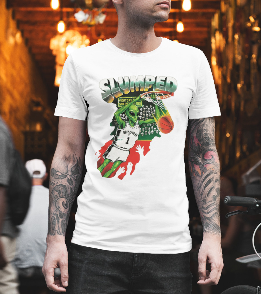 Slumped Alien Basketball Dunk Spurs Number 1 Visitors San Antonio 100 T-Shirt