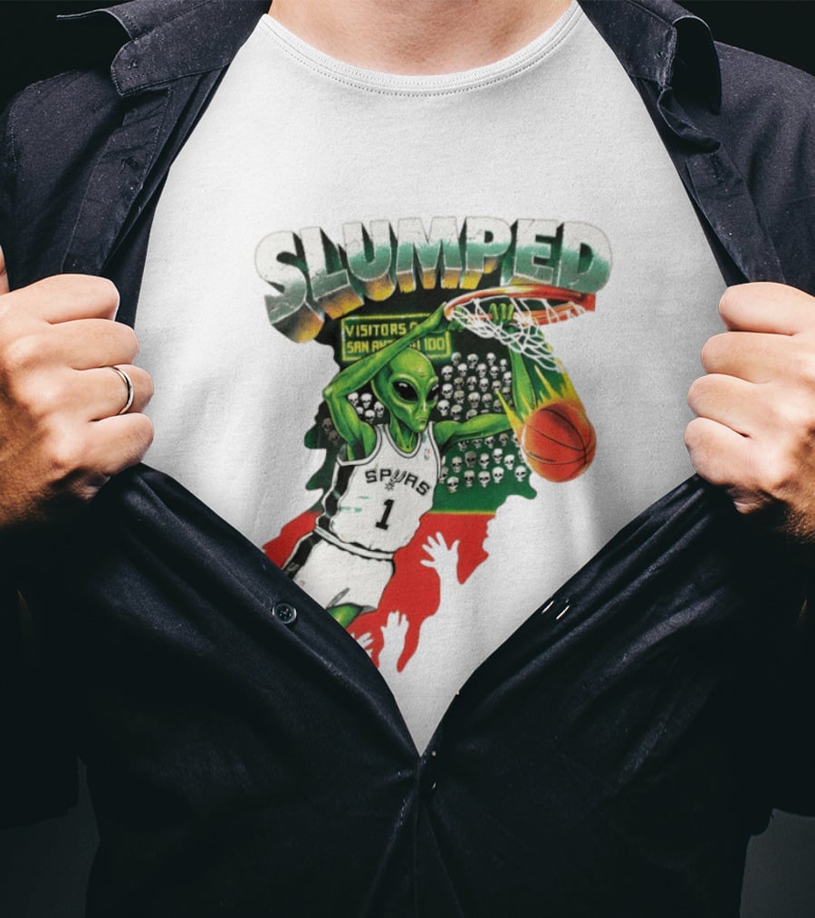 Slumped Alien Basketball Dunk Spurs Number 1 Visitors San Antonio 100 T-Shirt