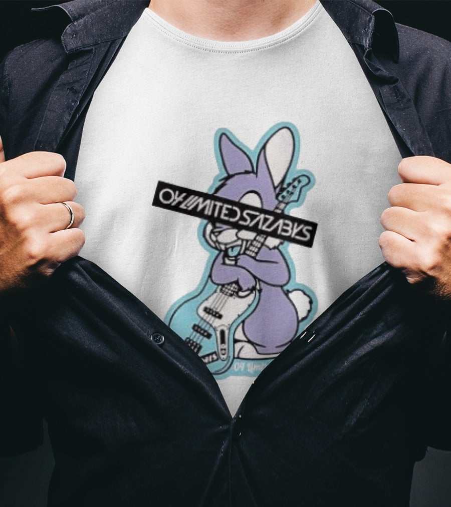 Bunny Playing Electric Bass Guitar Oy Limited Sazabys T-Shirt