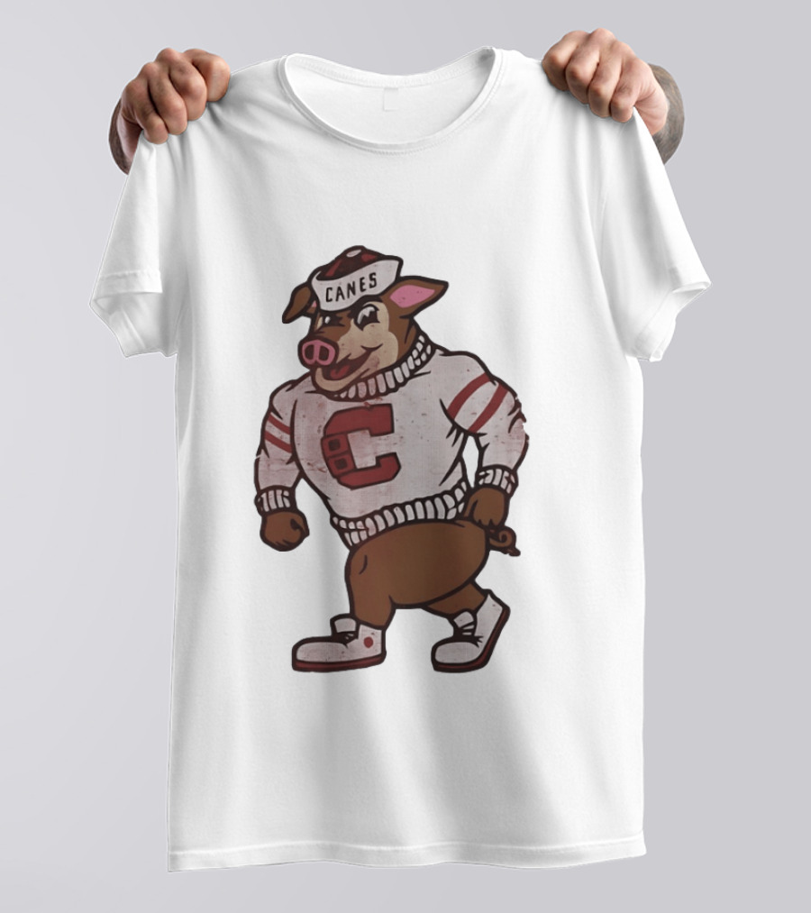 Carolina Hurricanes Canes Pig Hockey Cartoon Character Sweater T-Shirt