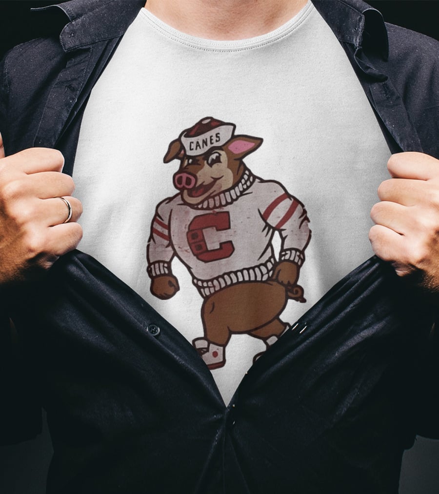 Carolina Hurricanes Canes Pig Hockey Cartoon Character Sweater T-Shirt