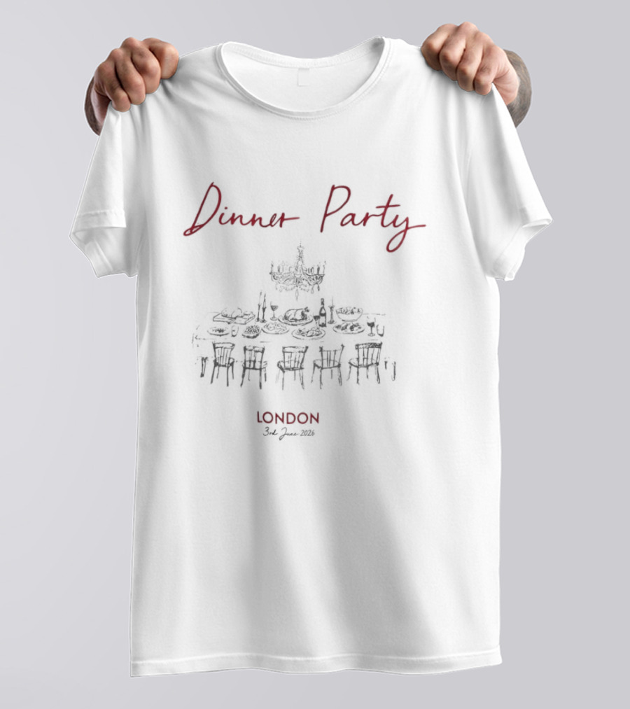 Dinner Party London 3rd June 2026 Chandelier Table Wine Event T-Shirt