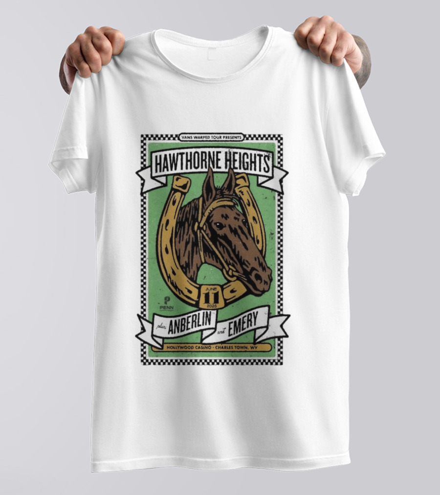 Vans Warped Tour Hawthorne Heights Anberlin Emery June 11 2026 Hollywood Casino Charles Town WV T-Shirt