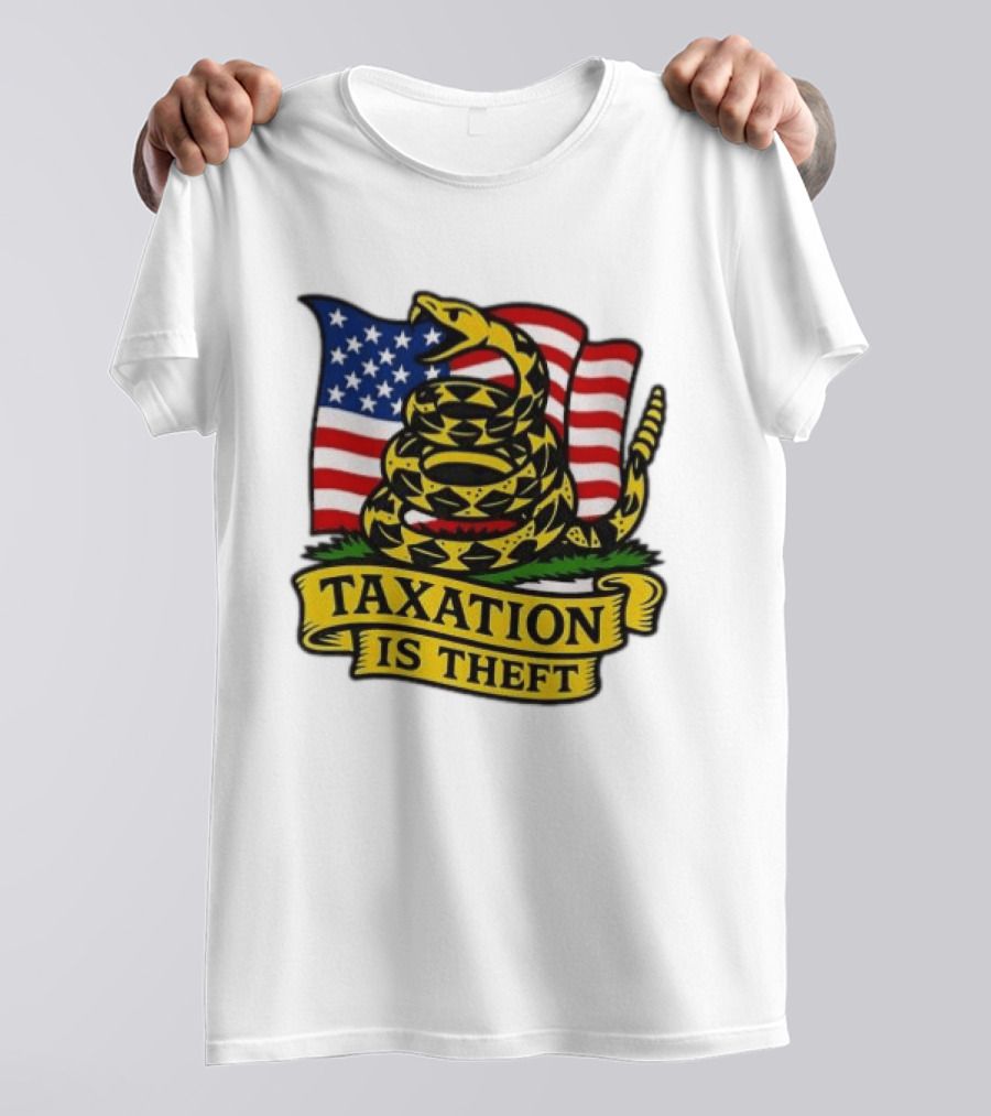 Taxation Is Theft Gadsden Flag American Flag Snake T-Shirt