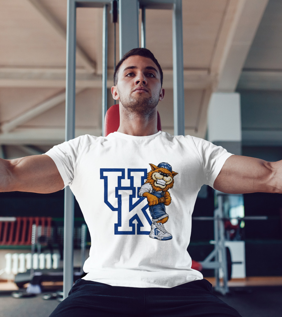 Kentucky Wildcats UK Mascot In Overalls Sneakers Athletics Basketball T-Shirt