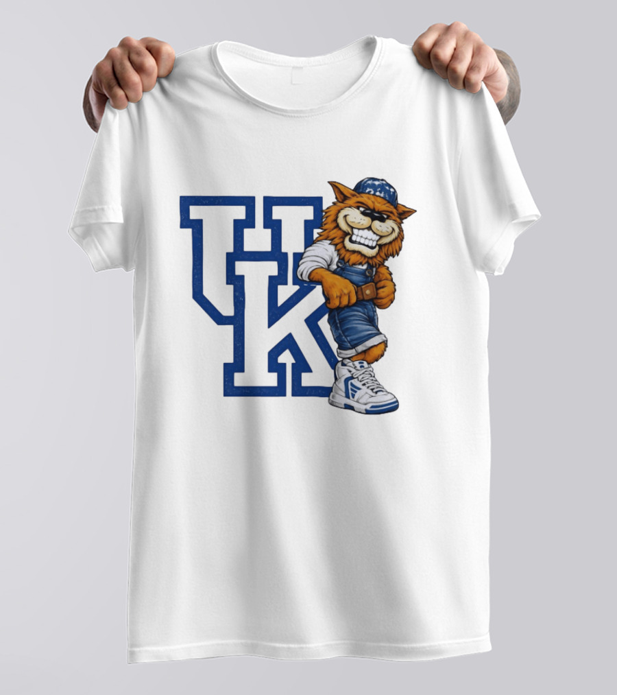 Kentucky Wildcats UK Mascot In Overalls Sneakers Athletics Basketball T-Shirt