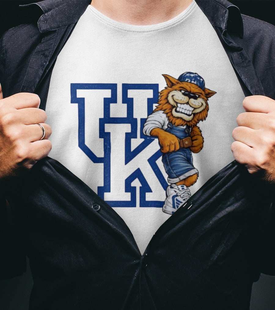 Kentucky Wildcats UK Mascot In Overalls Sneakers Athletics Basketball T-Shirt