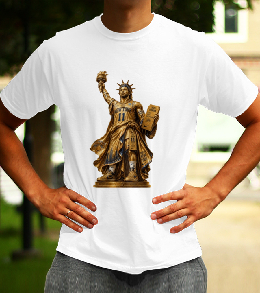 New York Knicks Jalen Brunson Statue Of Liberty Nike 11 Basketball Knicks T-Shirt