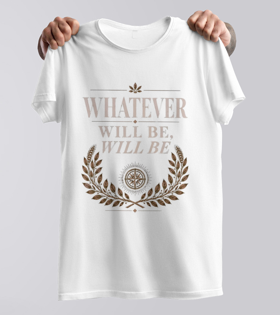 Whatever Will Be Will Be Compass Wheat Laurel Wreath T-Shirt