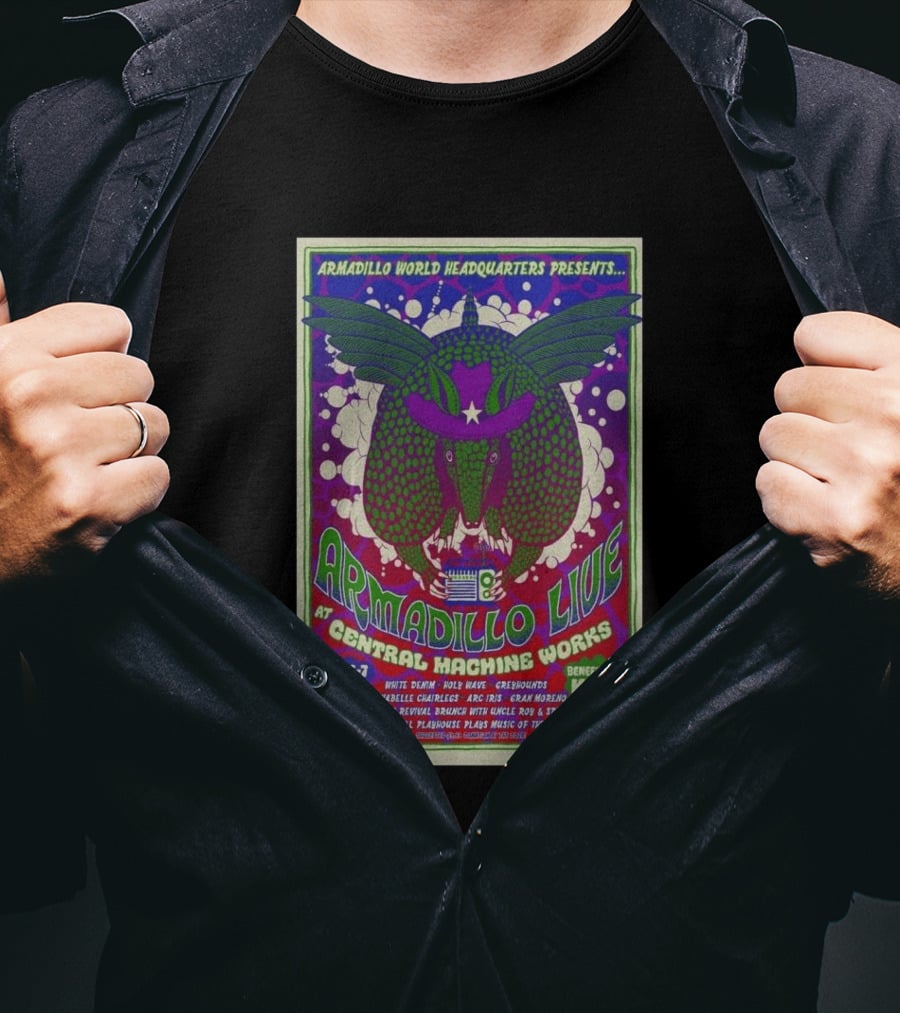 Armadillo World Headquarters Presents Armadillo Live At Central Machine Works June 5 7 2026 Benefiting KUTX T-Shirt