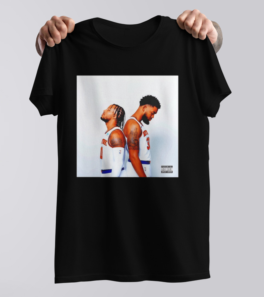 Knicks Basketball Players Brunson Towns Parental Advisory Album Cover T-Shirt
