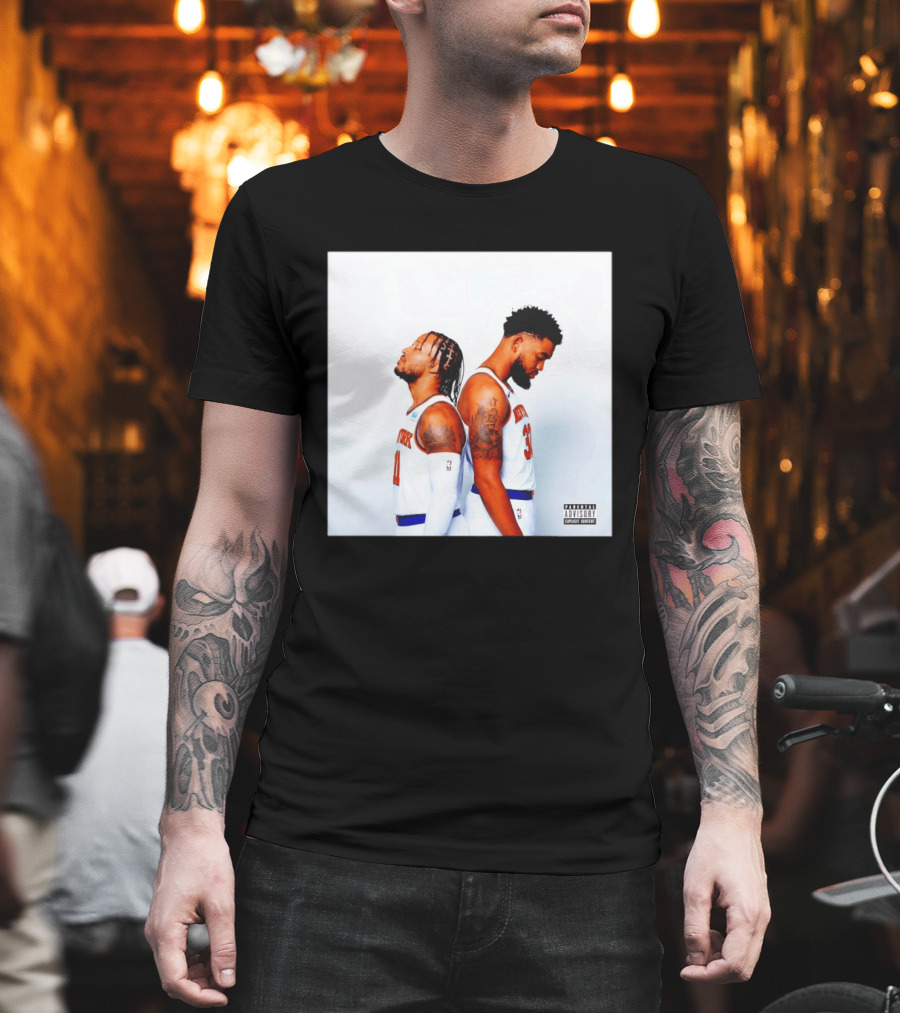 Knicks Basketball Players Brunson Towns Parental Advisory Album Cover T-Shirt