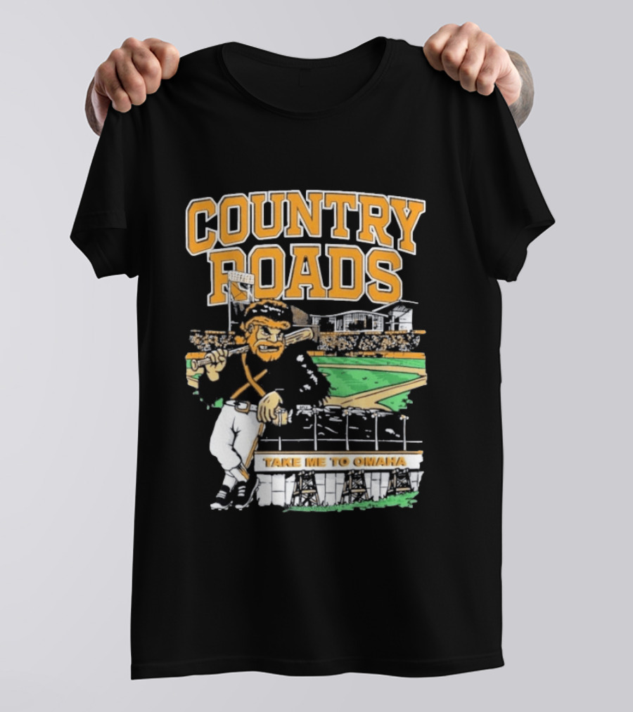 Country Roads Baseball Motif Take Me To Omaha T-Shirt