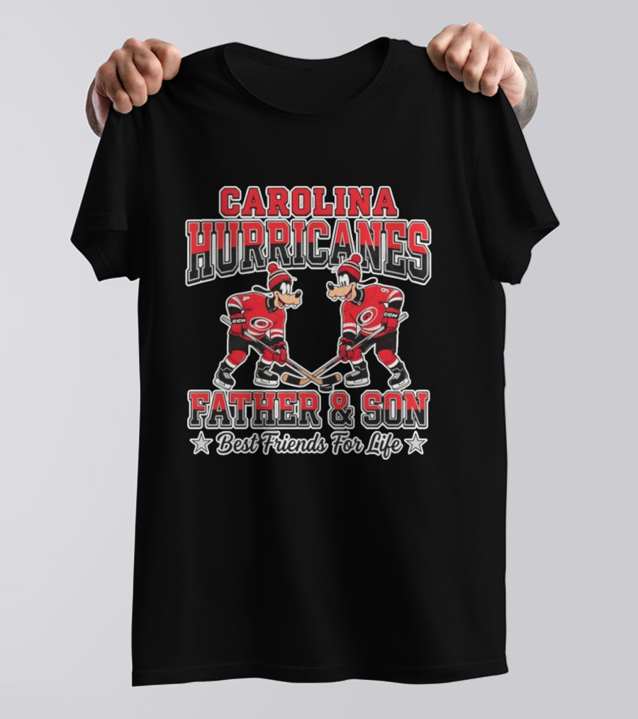 Carolina Hurricanes Father And Son Best Friends For Life Disney Goofy Hockey T-Shirt