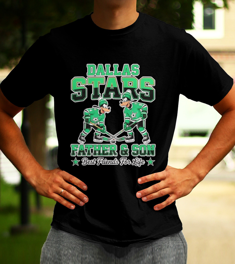 Dallas Stars Goofy Father And Son Best Friends For Life NHL Hockey Duo T-Shirt