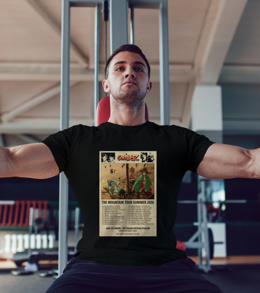 Gorillaz The Mountain Tour Summer 2026 Concert Featuring Noodle And Band Members T-Shirt