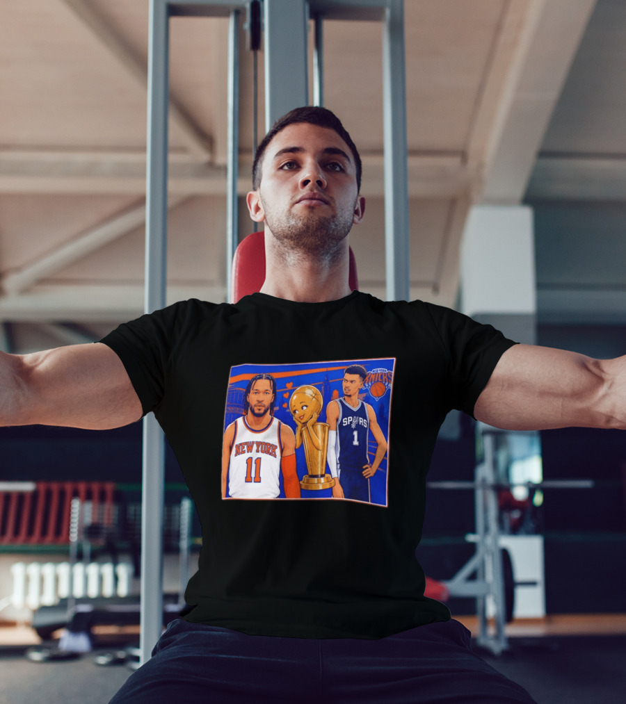 Jalen Brunson New York Knicks Victor Wembanyama San Antonio Spurs Larry O'Brien Trophy T-Shirt
