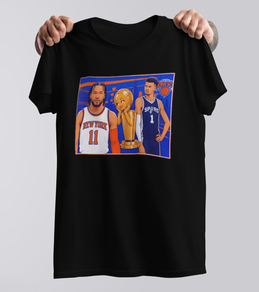 Jalen Brunson New York Knicks Victor Wembanyama San Antonio Spurs Larry O'Brien Trophy T-Shirt