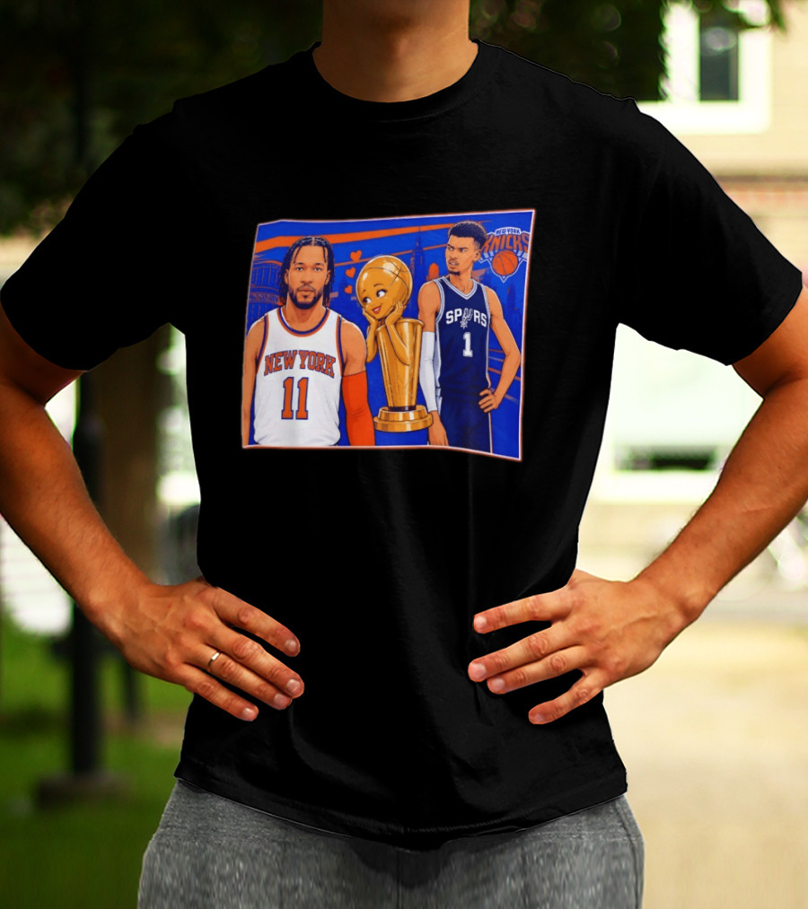 Jalen Brunson New York Knicks Victor Wembanyama San Antonio Spurs Larry O'Brien Trophy T-Shirt