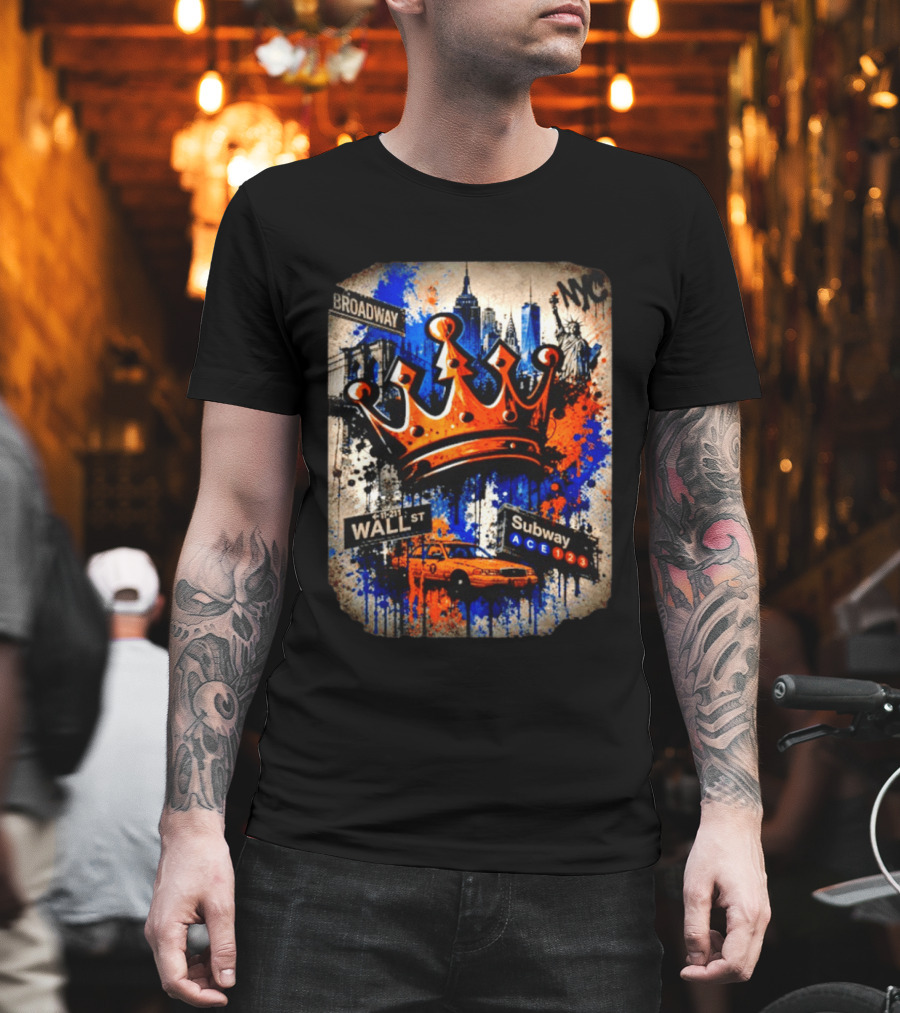 Broadway Wall St Subway NYC Crown Skyline Statue Graffiti T-Shirt