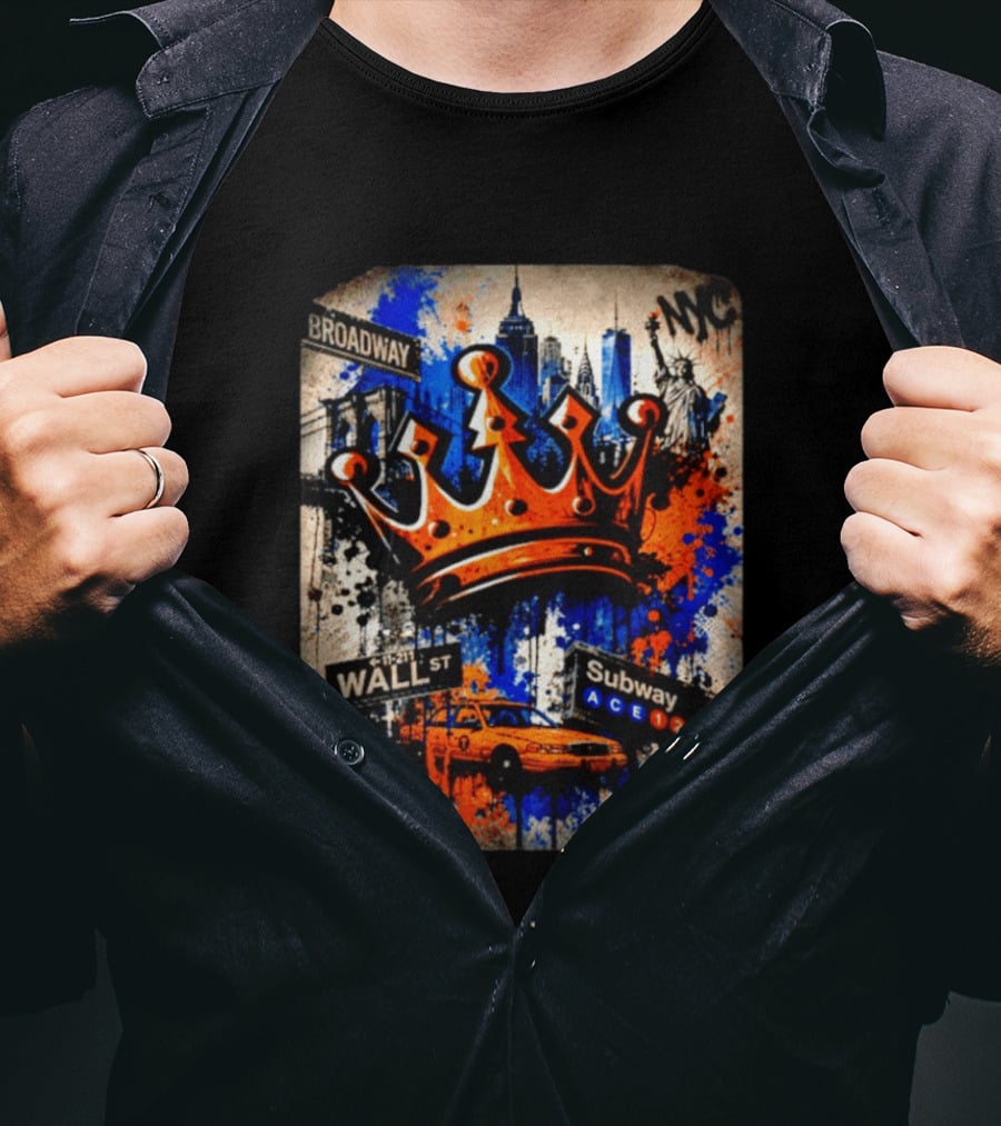 Broadway Wall St Subway NYC Crown Skyline Statue Graffiti T-Shirt