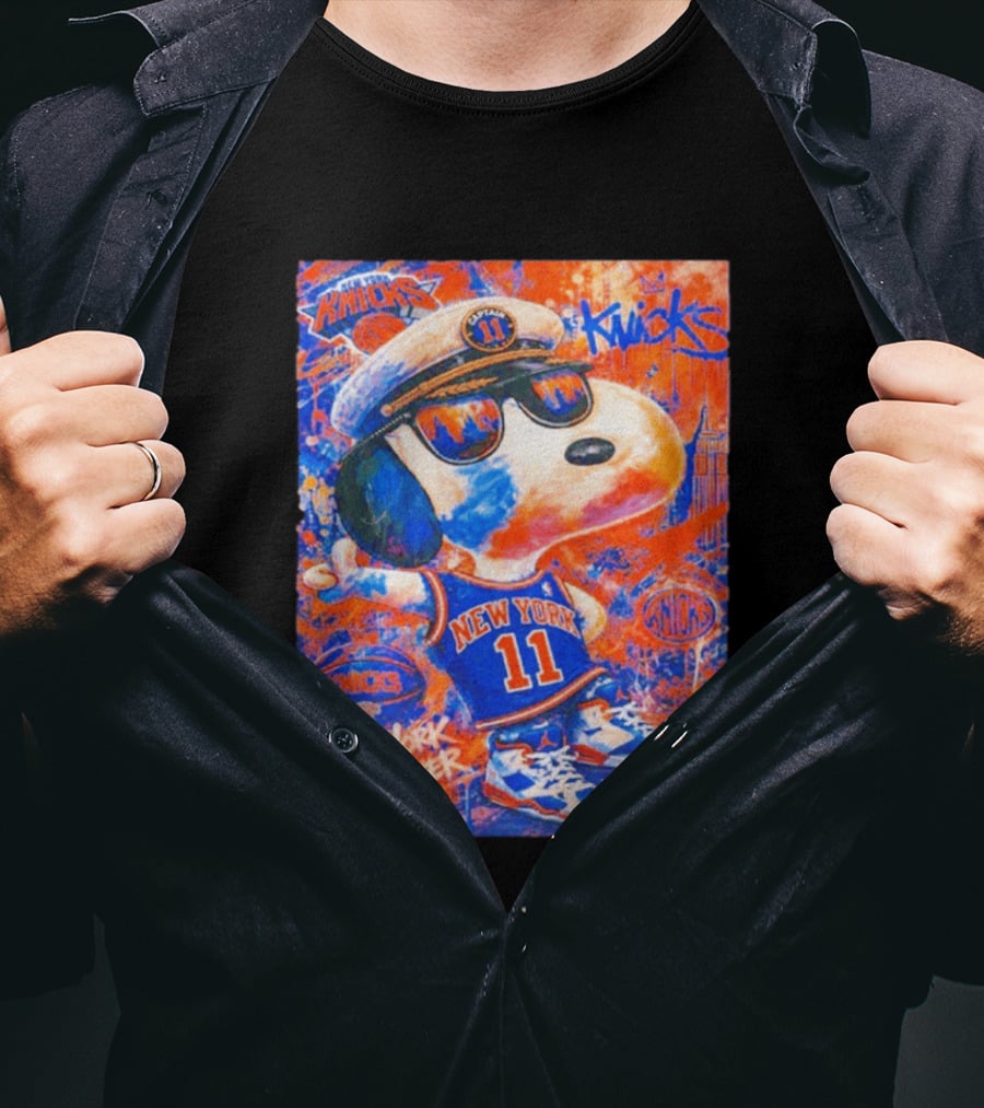 New York Knicks Snoopy Captain 11 New York Forever Streetwear Collection T-Shirt