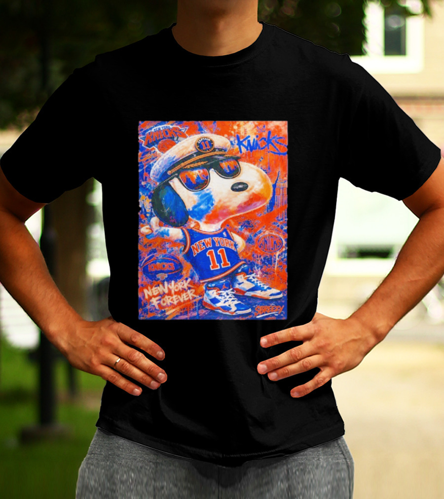 New York Knicks Snoopy Captain 11 New York Forever Streetwear Collection T-Shirt