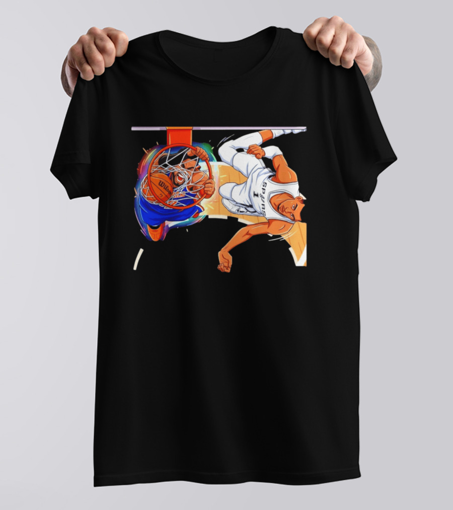 New York Knicks Vs San Antonio Spurs Comic Dunk Battle T-Shirt
