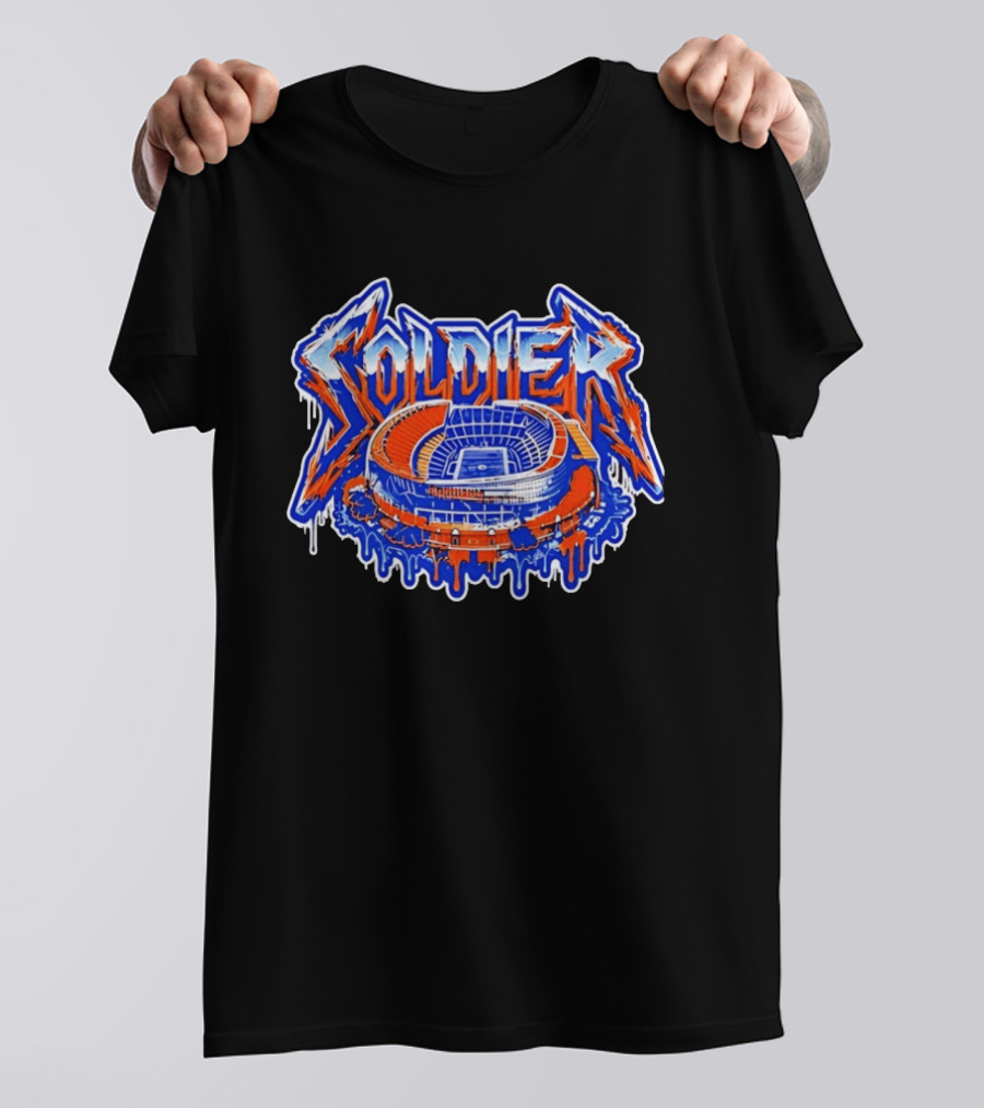 Chicago Bears Soldier Field Stadium Metal Font Drip Team Sports T-Shirt