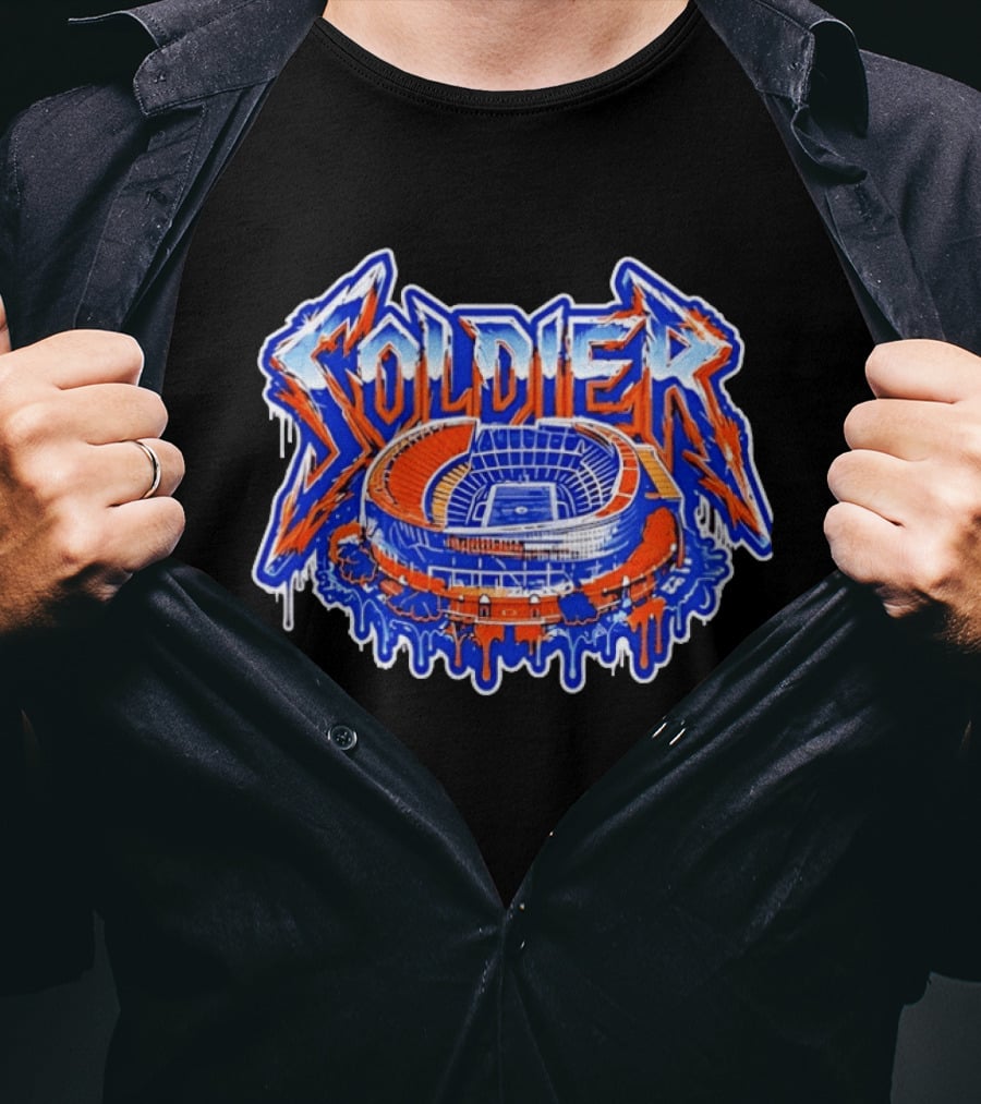 Chicago Bears Soldier Field Stadium Metal Font Drip Team Sports T-Shirt