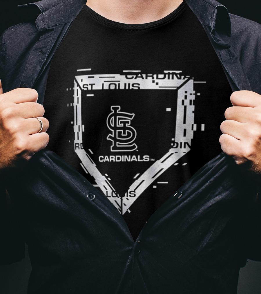 St Louis Cardinals Home Plate Glitch Logo Sports Fan T-Shirt