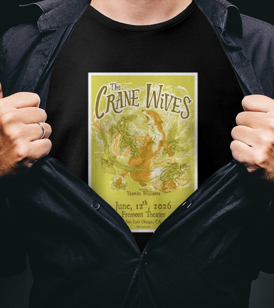 The Crane Wives Yasmin Williams Live June 12 2026 Fremont Theater San Luis Obispo Event T-Shirt