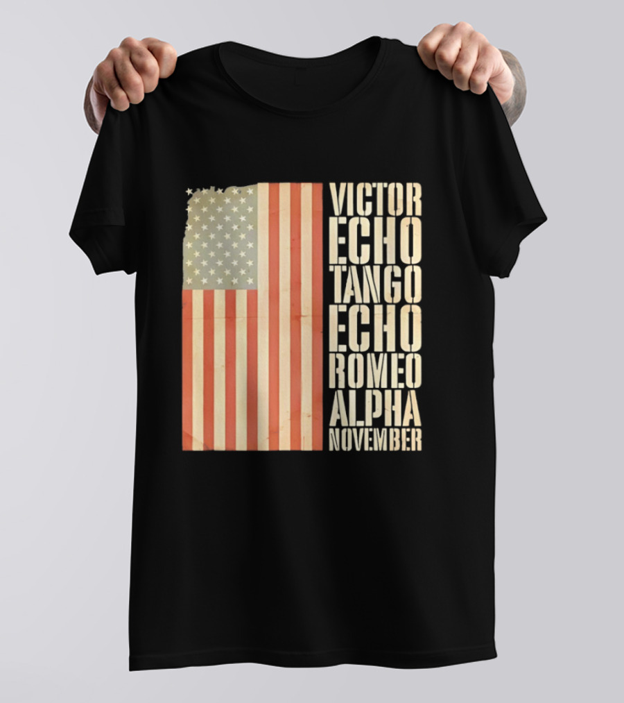 American Flag Victor Echo Tango Echo Romeo Alpha November Phonetic Alphabet T-Shirt