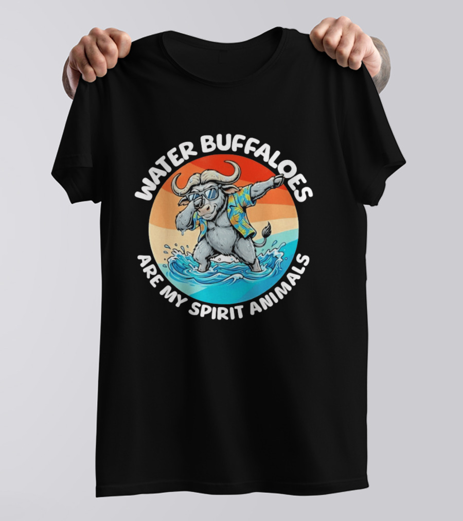 Water Buffaloes Are My Spirit Animals Dabbing Tropical Sunset T-Shirt